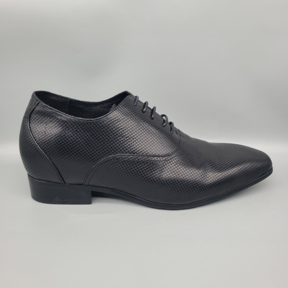 TOTO Dress Shoes Mens 9 Black Invisible 2.8" Height Increasing Elevator Lace Up